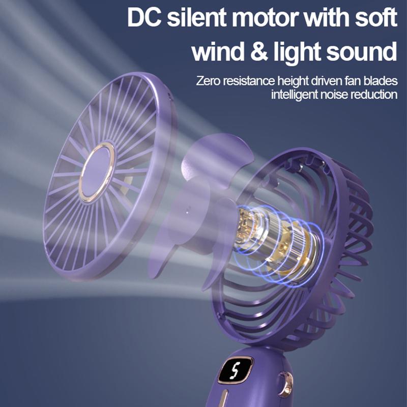 Mini Handheld Small Fan Noise Reduction USB Charging Office Desk Foldable and Portable Hangable Neck Outdoor Handheld Small Fan