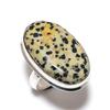 Натуральный далматинская яшма, ювелирное кольцо из стерлингового серебра 925 пробы, размер 9 R3V88