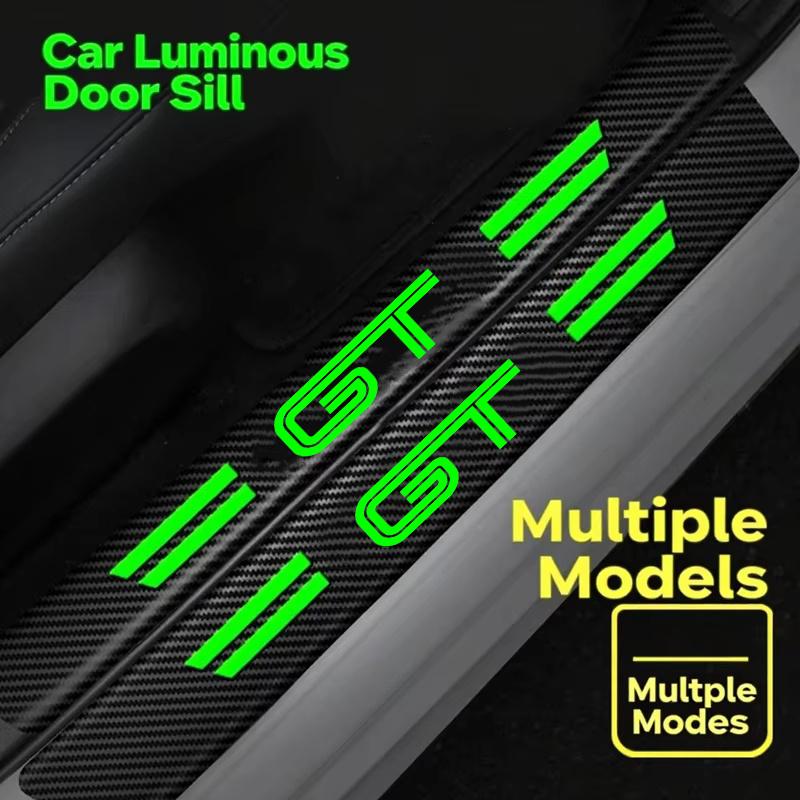 hrkqj5 For Ford GT Logo Luminous Door Threshold Stickers Scuff Scratch Car Door Threshold Protective Trunk Strips Anti kick Stickers