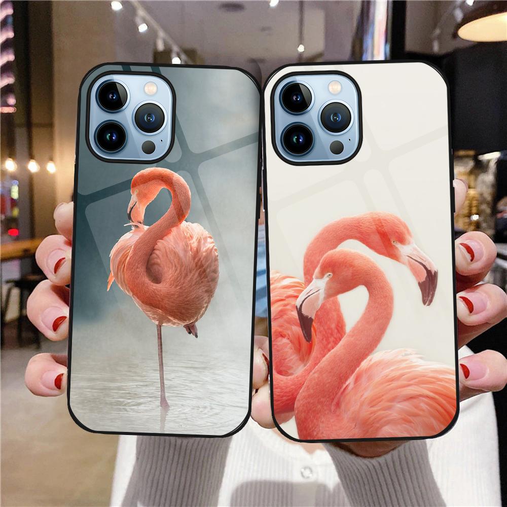 Чехол с изображением фламинго для iPhone 14 13 11 12 Pro Max Mini Xs Xr X 7 8 6s Plus Se 2022, чехол из закаленного стекла, чехол, чехол
