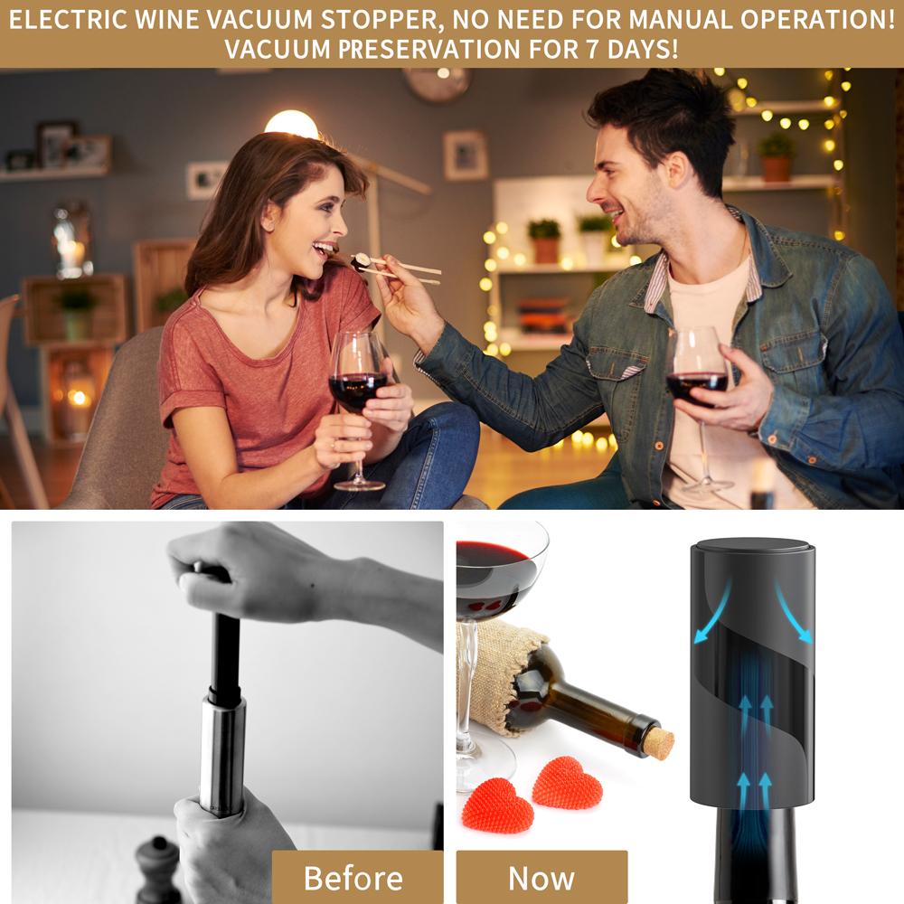 Новый электрический штопор для вина, подарочный набор, кнопка с одним нажатием, автоматический штопор для вина, работающий от батареек, с электрической пробкой