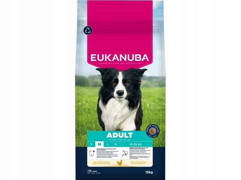 Eukanuba Dry Dog Food for Medium Breed Dogs with Chicken 15kg Adult