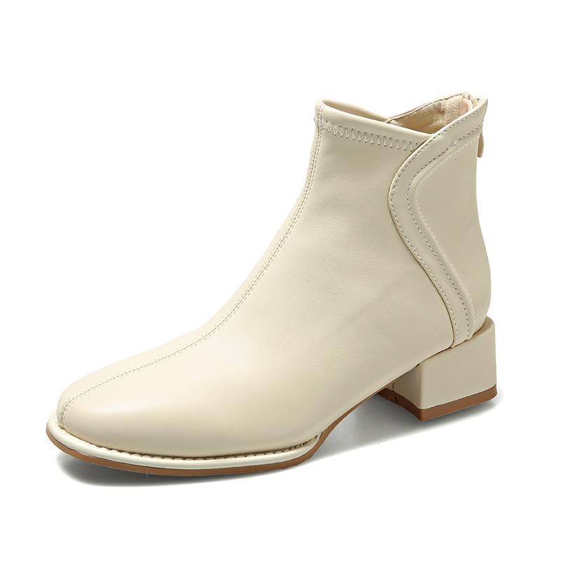 2024 Высококачественная женская обувь Ботильоны женские классические современные ботинки женские сшитые сзади молния квадратный каблук туфли женские Zapatos
