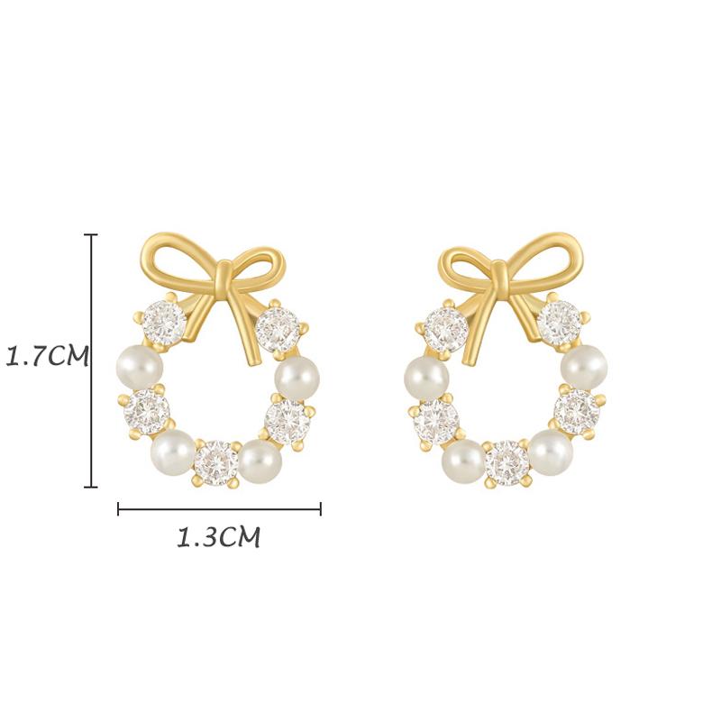 Элегантные модные серьги-гвоздики в форме венка и банта для женщин, искусственный жемчуг, ювелирные изделия в подарок