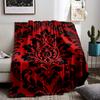 Luxury Red blanket with Black Floral Damask Pattern for   blanket, suitable for use in the bedroom, living room, on the sofa