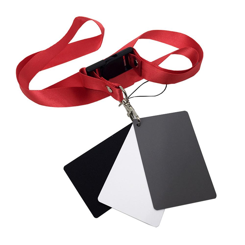 White Black 18% Gray Color Balance Cards Digital Grey Card with Neck-Strap DSLR Camera White
