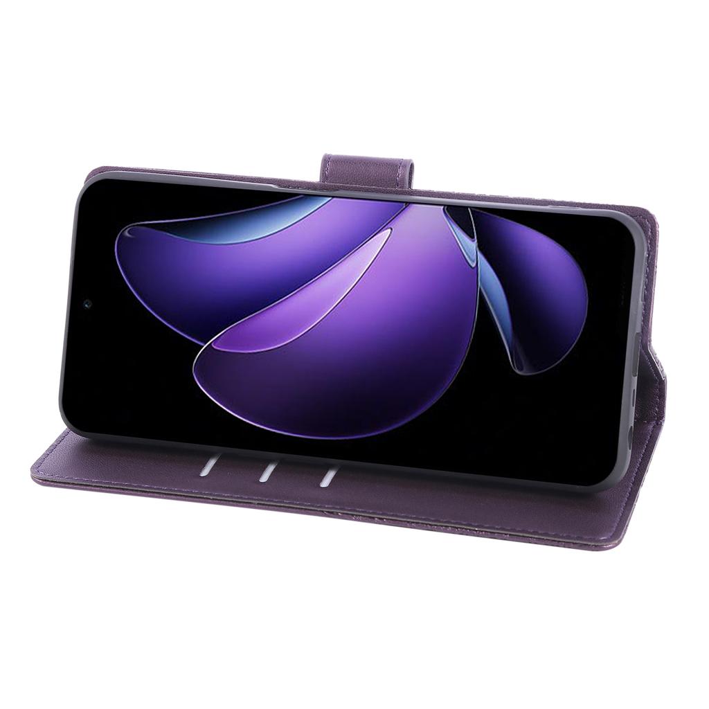 Для Oppo Reno13 5G (Глобальный) Чехол Кошелек из ПУ кожи с розовым цветком и 3 отделениями для карт