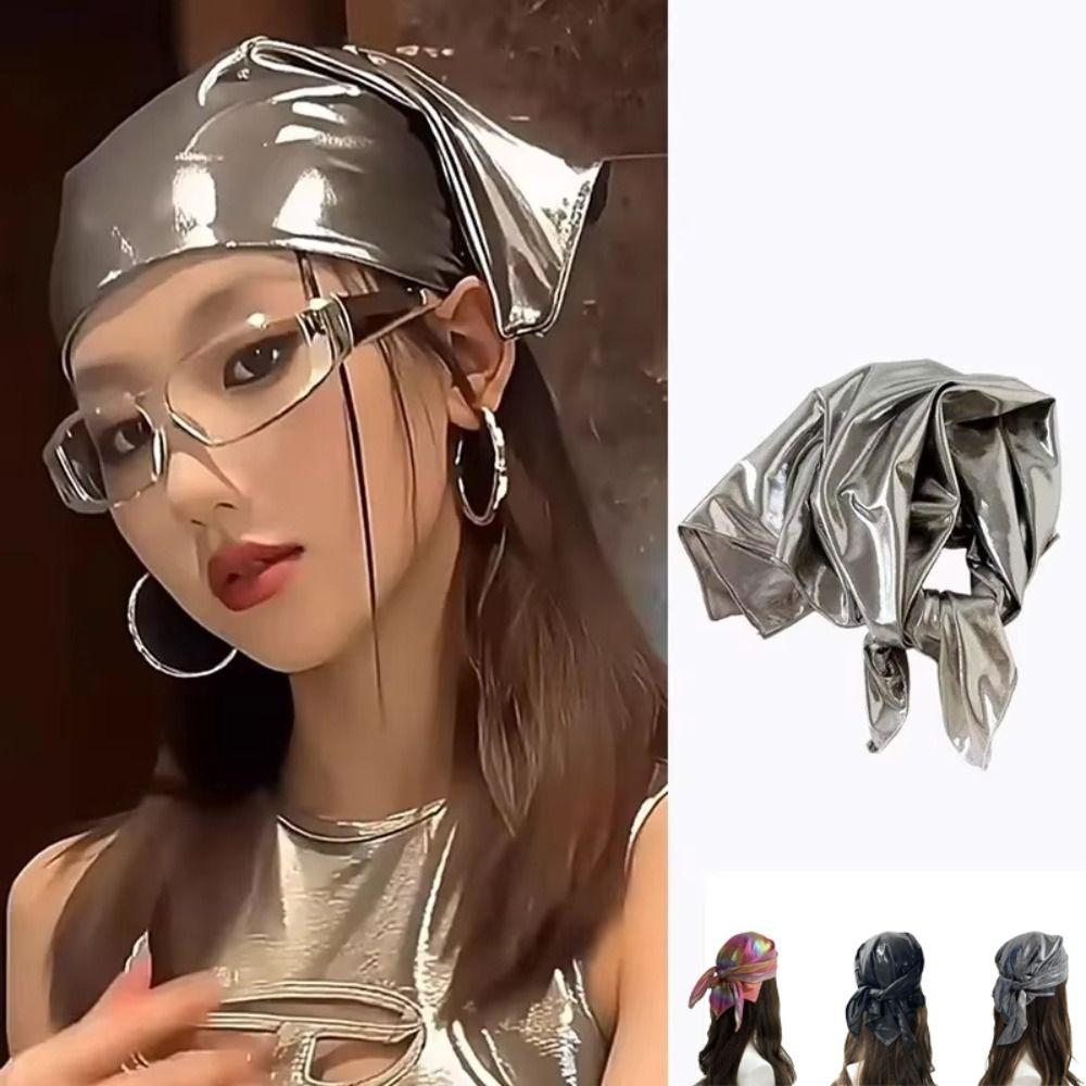 Ретро Металлический Блестящий Платок на Голову Стиль Blingbling Панк Платок на Голову Треугольный Платок на Голову Для Женщин