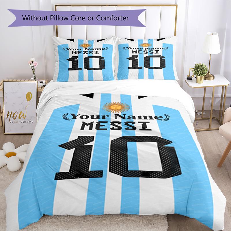 Football Messi Personalized Text Custom Bedding Suitable for Living Rooms Breathable Duvet Cover Bedroom Decor Christmas, WeddingPerfect
