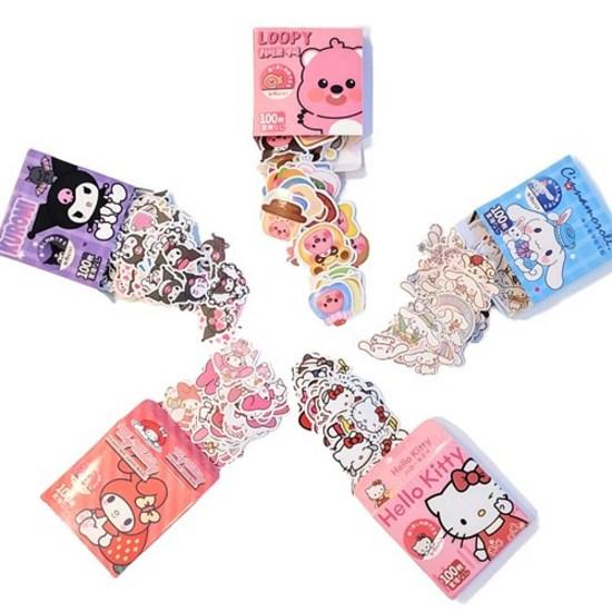 Sanrio Daku Stickers 100 Sheets Cinnamoroll My Melody Kuromi Luffy Kitty 5 Types, 1 Kitty Pack (100 Sheets), 1 Piece, a Popular Character In Korea