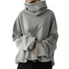 Women Sweatshirt Solid Color Thick Autumn Winter Patchwork High Collar Pullover for Party