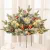 Yousheng Pre-lit Christmas Tree Urn Filler Battery Operated Artificial Xmas Tree with Cones Berries Holiday Porch Planter Filler with Tripod Stake