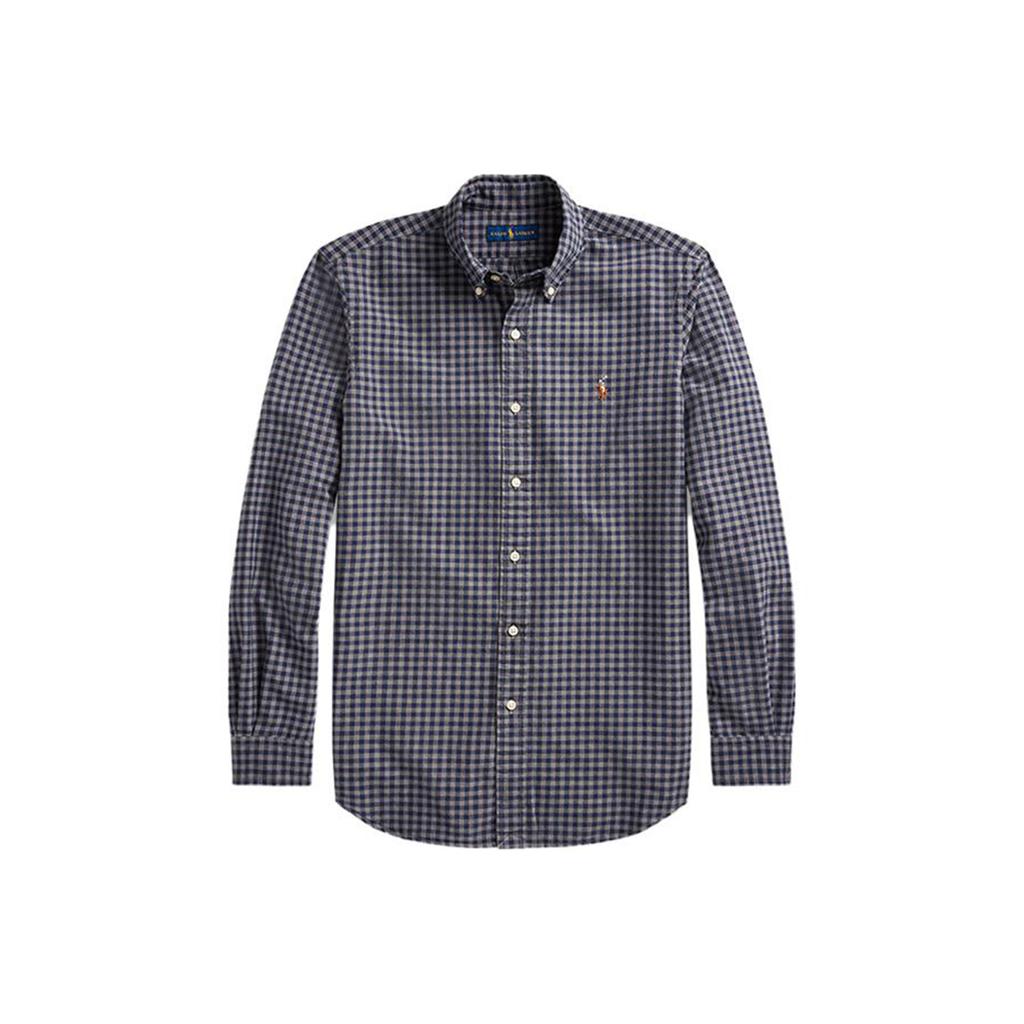 Polo Ralph Lauren Plaid Point Collar Long Sleeve Single Breasted Shirt Men Shirts Blue MNPOWOV16821254-400