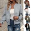 Autumn and Winter Solid Color Zipper Jacket, Baseball Collar, Casual Jacket for Women