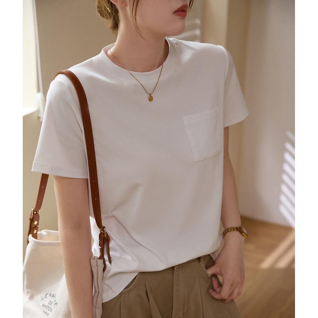 Combed Cotton T-shirt Women's Casual Loose Summer New Versatile Short-sleeved Tops