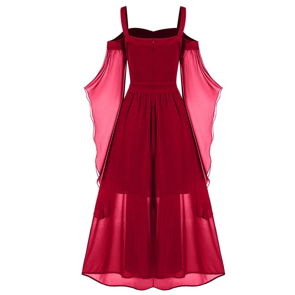 European & American Halloween Sleeveless Chiffon Color Block Dress