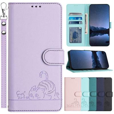 Чехол для телефона Cartoon Cat для TCL 50 40 30 SE 505 501 403 405 406 408 40R 20R 201 303 306 305 Чехлы кожаный кошелек откидная крышка ремешок