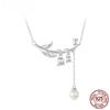 S925 Sterling Silver Lily of the Valley Pendant Necklace Shell Pearl Flower Neck Chain for Women Party Fine Jewelry