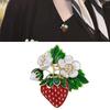 Sparkling Rhinestones Strawberry Brooch Fashionable Lapel Pin Fruit Breastpin Handmade Jewelry for Women and Men