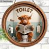 Funny Halloween Wooden Sign with Highland Cattle Pattern - Unique Figurine Ornaments for Toilet Door, Wall, Room Decor