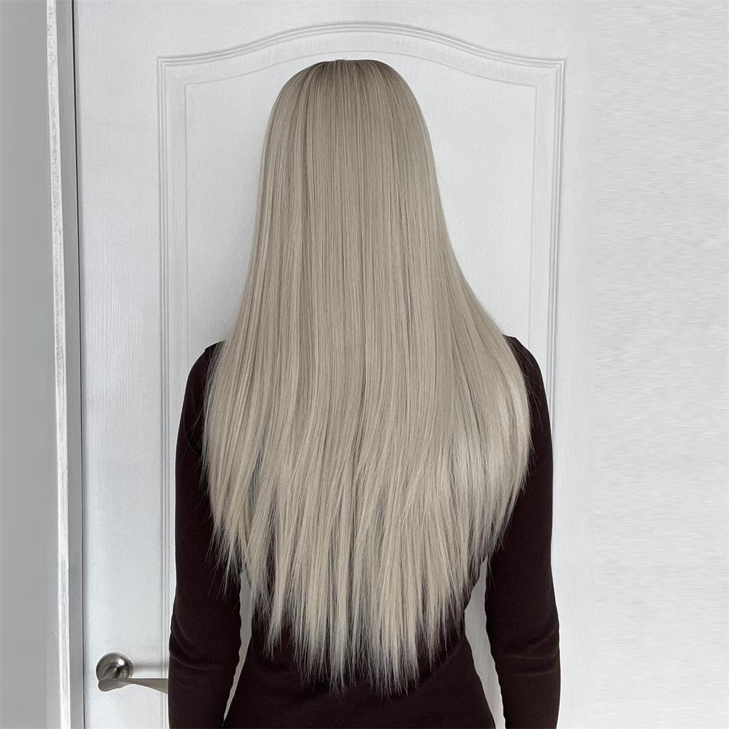 BLONDE UNICORN Длинный синтетический прямой платиновый парик с омбре для женщин, косплей, волосы высокой плотности, термостойкие