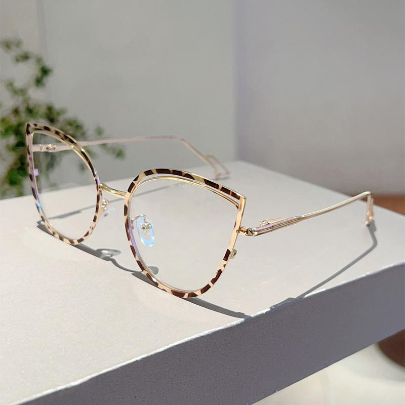 Trend Cat Eye Glasses Woman European American Stylish Eyeglasses Frame Women'S Anti Blue Light Glasses Computer Eyeglass