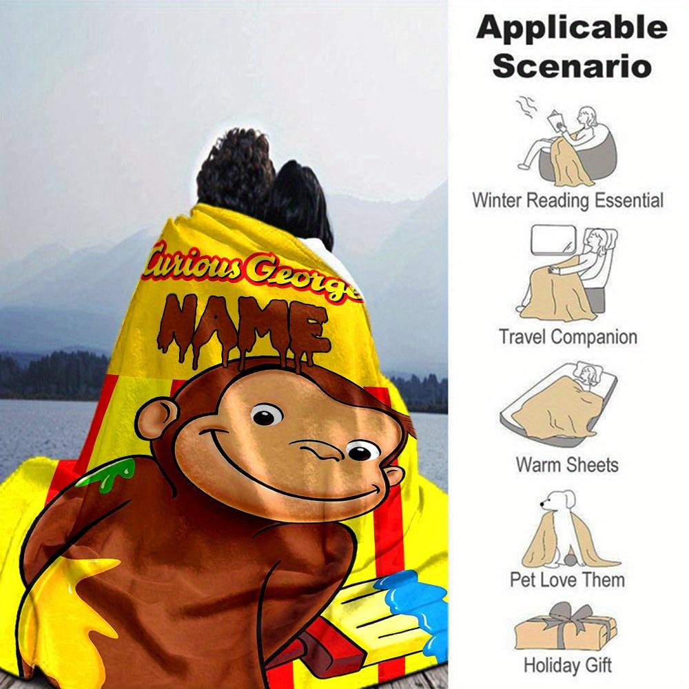 Curious George Chocolate Drip Personalized Name Blanket Soft Warm And Versatile For Sofa Bed Office And Travel Machine Washable Comfortable In All