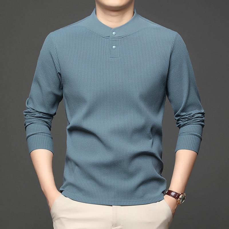 Men S Long Sleeve Solid Color Polo Shirt Casual Autumn Top