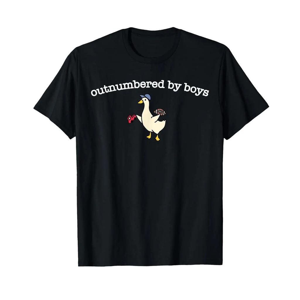 Funny Mom Goose Outnumbered By Boys Family Life For Unisex T Shirt Vintage Homme Stylish Comfortable Soft Slightly