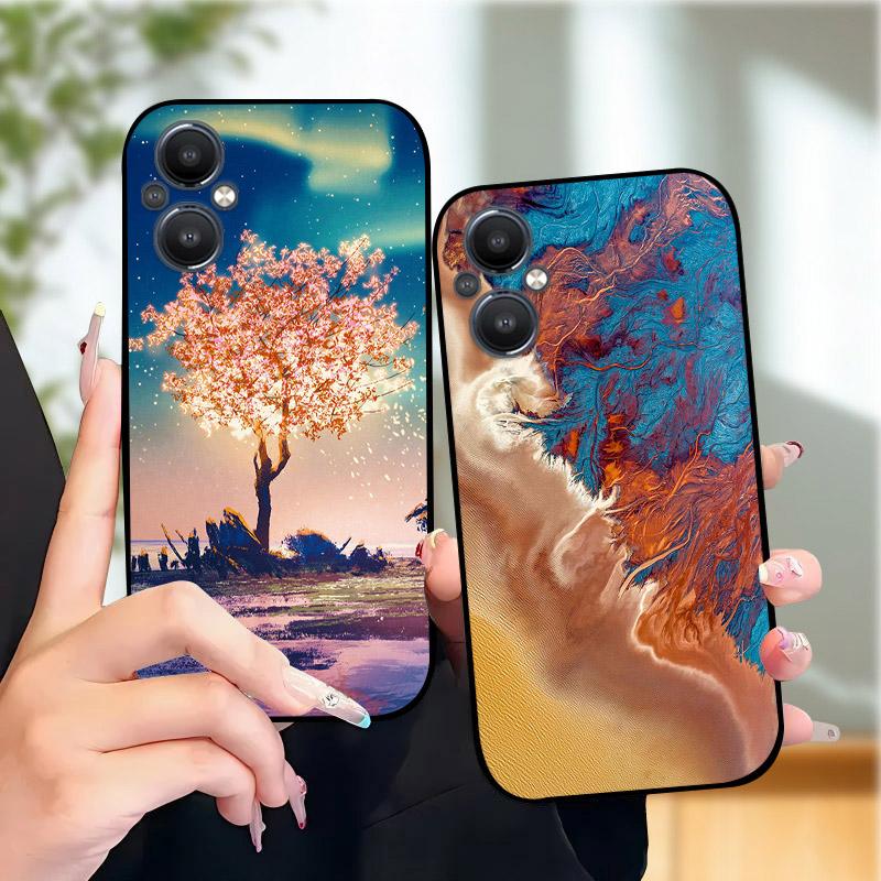 For Oppo Reno 7 8 Lite Reno7 Z 5G Case F21 Pro 5G CPH2341 Stylish Painted Cover Soft Silicone TPU Phone Cases For Oppo A96 5G