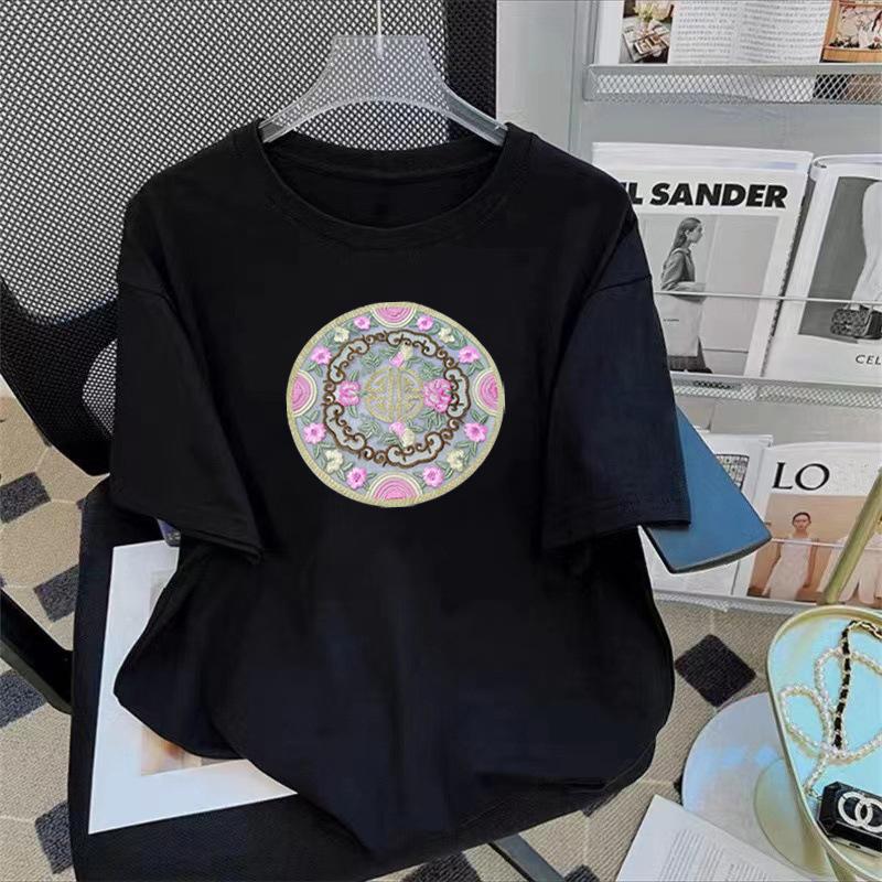 VEZFAA Женские модные повседневные летние весенние блузки и рубашки с цветочным узором и коротким рукавом с круглым вырезом