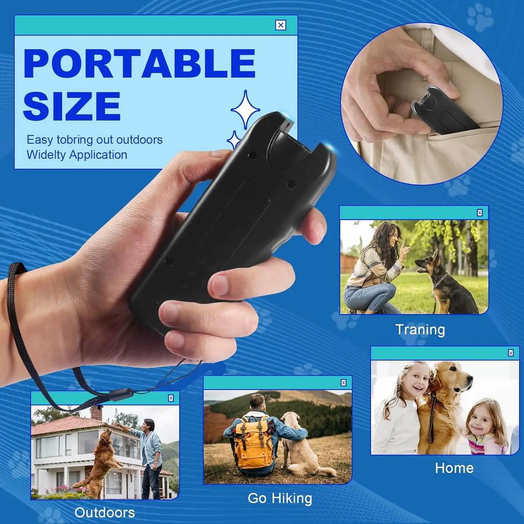 Portable Ultrasonic Dog Repeller Anti Barking Device With LED Light Pet Training Outdoor Chaser Deterrent For Cats Dogs