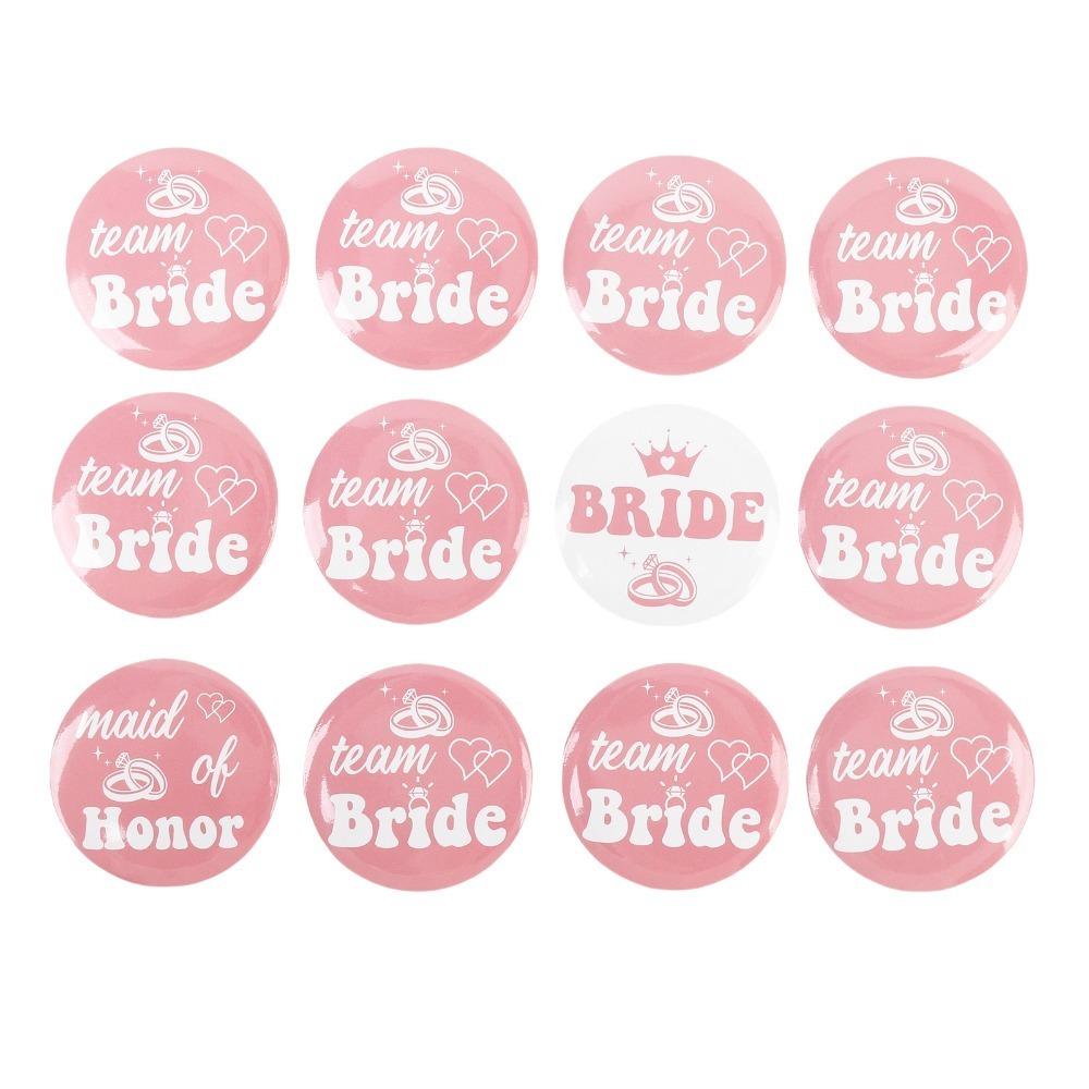 12pcs Pink Bachelorette Party Buttons Button Accessory Bridal Party Pins Set Wedding Reception