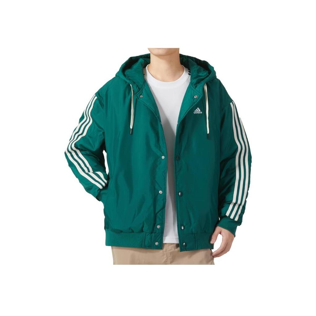 Adidas Однобортная повседневная куртка с капюшоном и логотипом, мужская куртка зеленого цвета IK7667