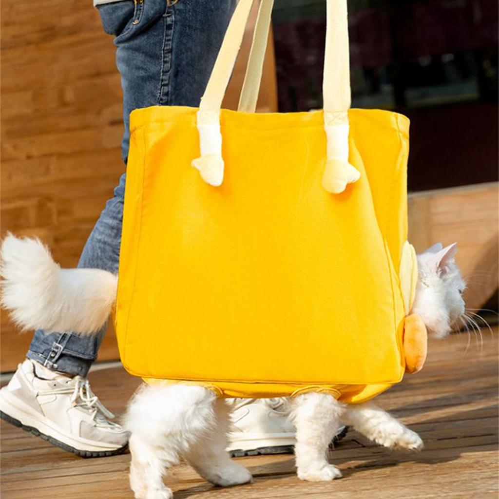 Cat-in-bag Canvas Carrier for Puppies Carry Bag Outdoor Travel Shoulder Carrier Sightseeing Tote Safe Strap