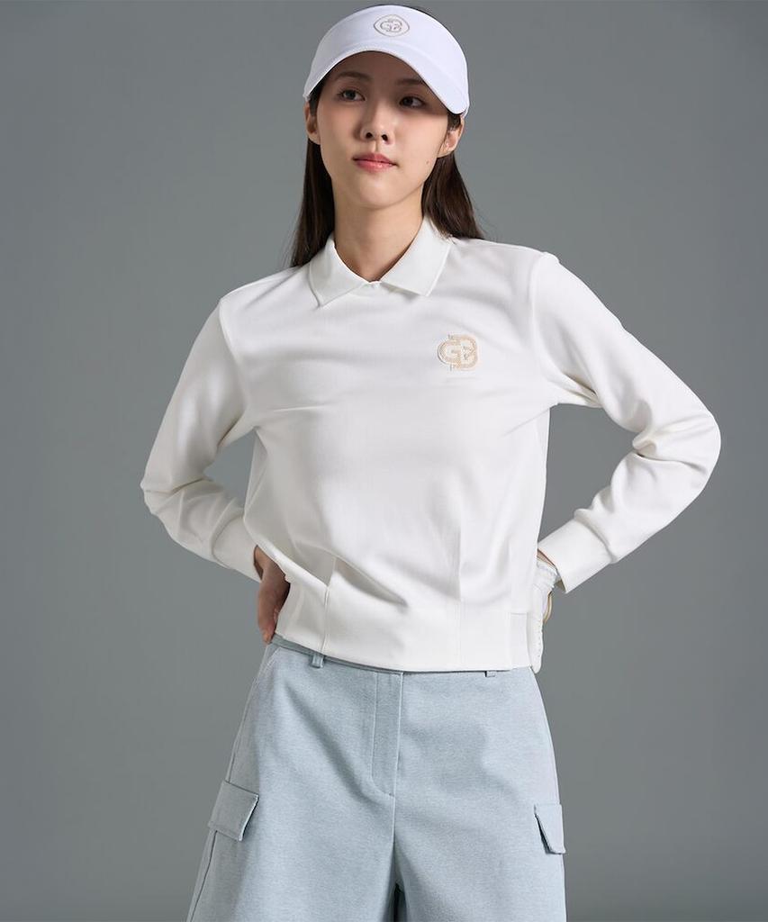 BEANPOLE GOLF Women'S Woven Mix Blouson Fit Long Sleeve T-Shirt Ivory