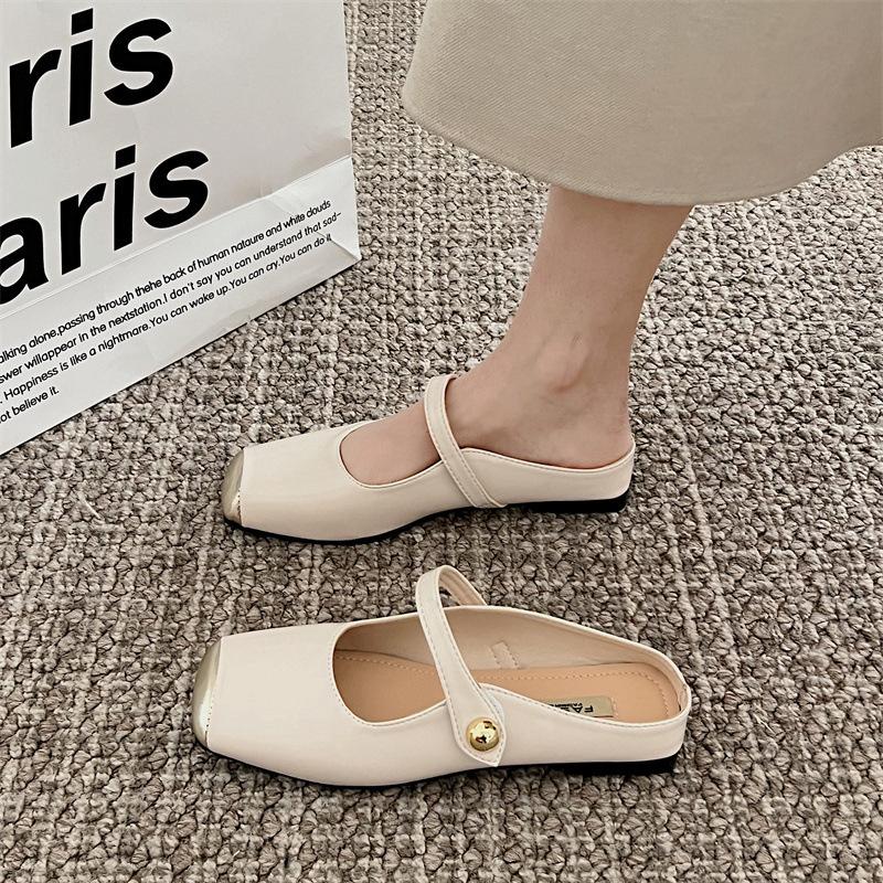Баотоу полутапочки волшебный летний волшебный ветер вечерний бриз темперамент плоская мягкая подошва ленивые туфли квадратная голова туфли Мюллер одиночные туфли