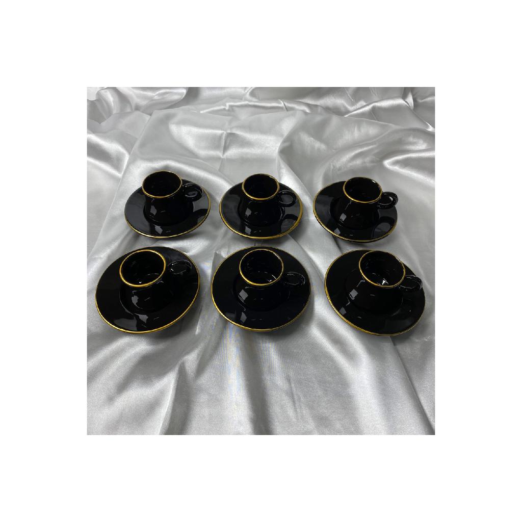 Набор чашек из черного золота с позолотой на 6 персон