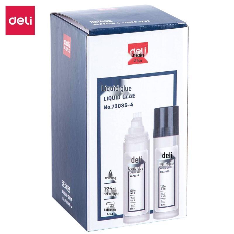 Deli 7303S 125ml Washable Liquid Glue, 4-Pack