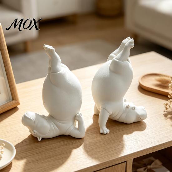 Non-slip Bookend Supports Clumsy Hippo Bookends, Funny Heavy Resin Acrobatic Holders, Creative Notebook Stand Decorative Statues for Farmhouse Modern