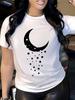 Summer Women'S Front Moon and Stars Printed Short-Sleeved T-Shirt Comfortable And Breathable Fabric T Shirt Women Y2k Top