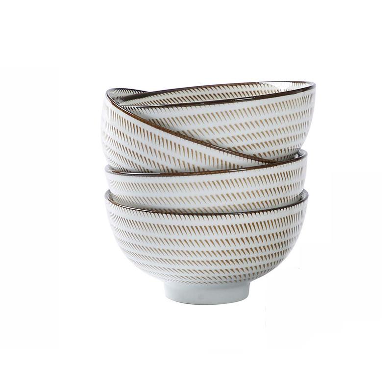 Набор из 4 керамических мисок, японская миска для риса, синяя полосатая суповая миска, ресторанная ретро-посуда, 4,5 дюйма, безопасна для микроволновой печи