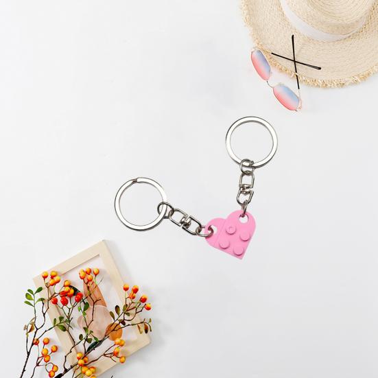 1 Pair Detachable Heart Pendant Keychain Matching Brick Key Ring Couple Lover Key Chain Valentine Day Gift