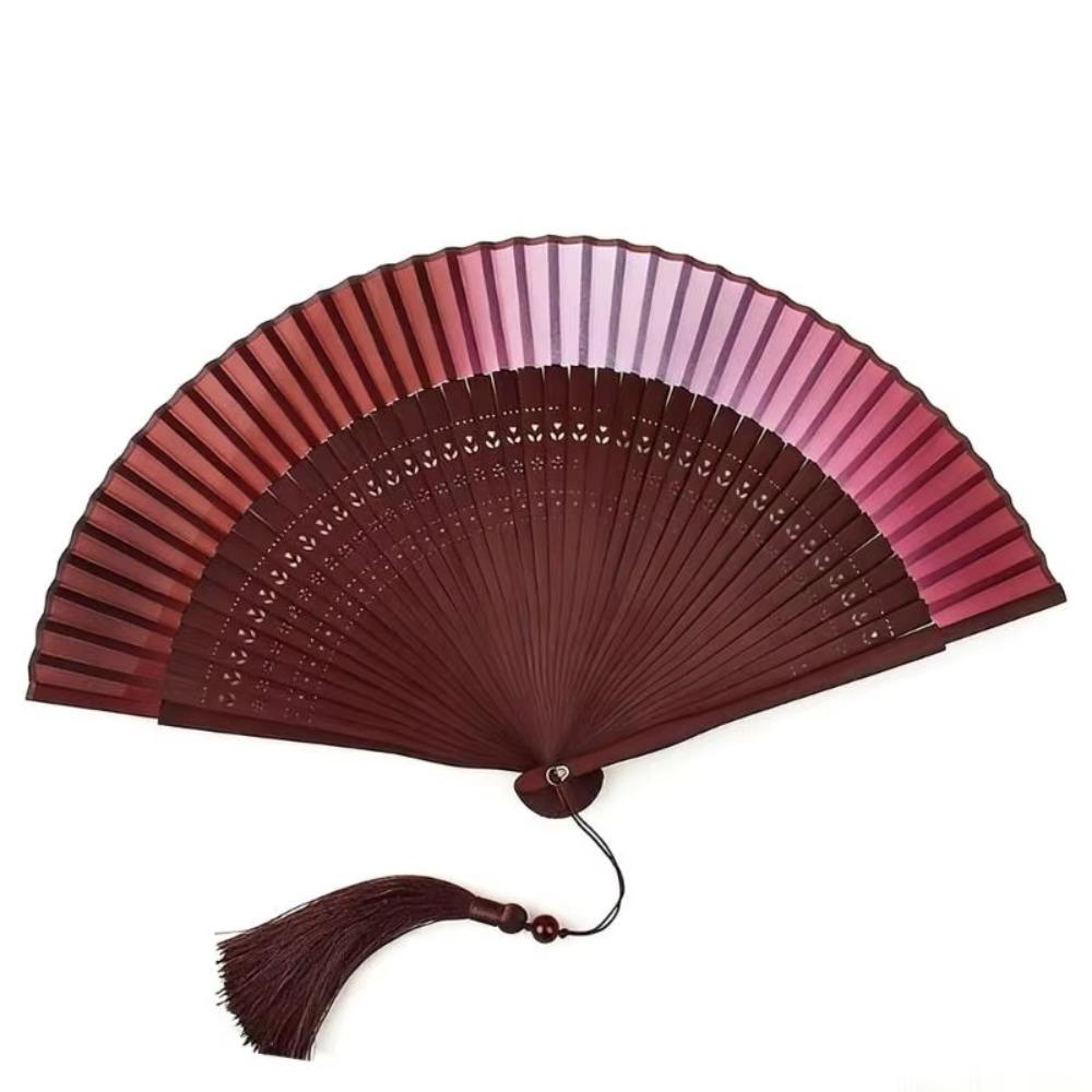 Gradient Color Retro Hand Fan Portable Dance Fan Chinese Style Bamboo Folding Fan Gift Giving