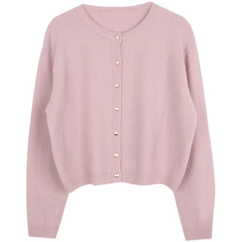 Autumn Women's Sweater Gentle Wind Heart Button Soft Sticky Knit Cardigan Top
