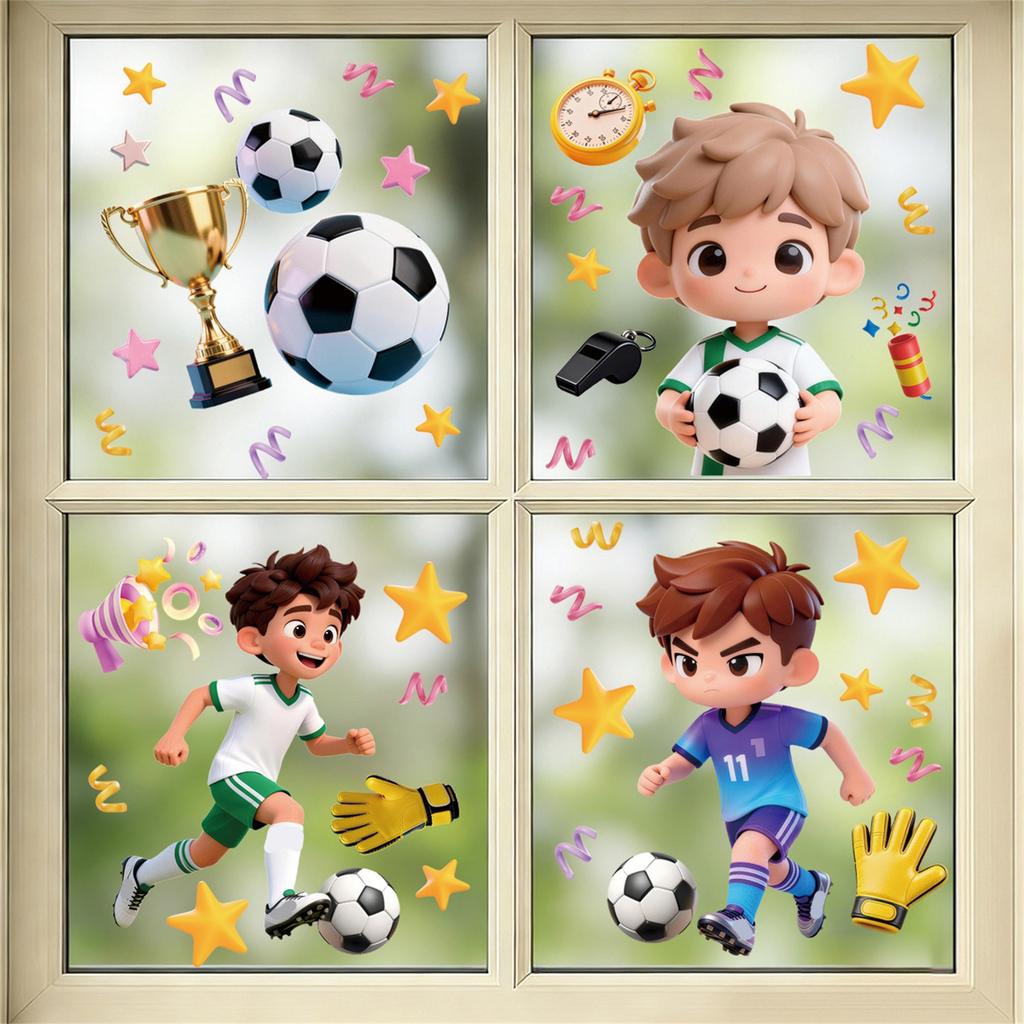Static Stickers Cartoon Children's Soccer  Decorative Wall Stickers