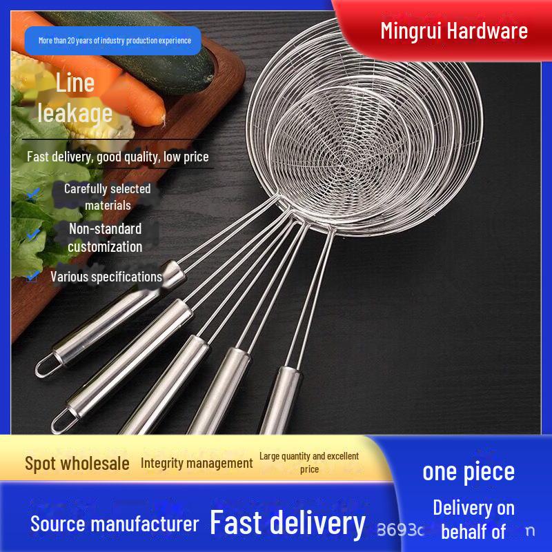 Кухонный слив и ложка для жарки из нержавеющей стали - большой сетчатый фильтр для лапши