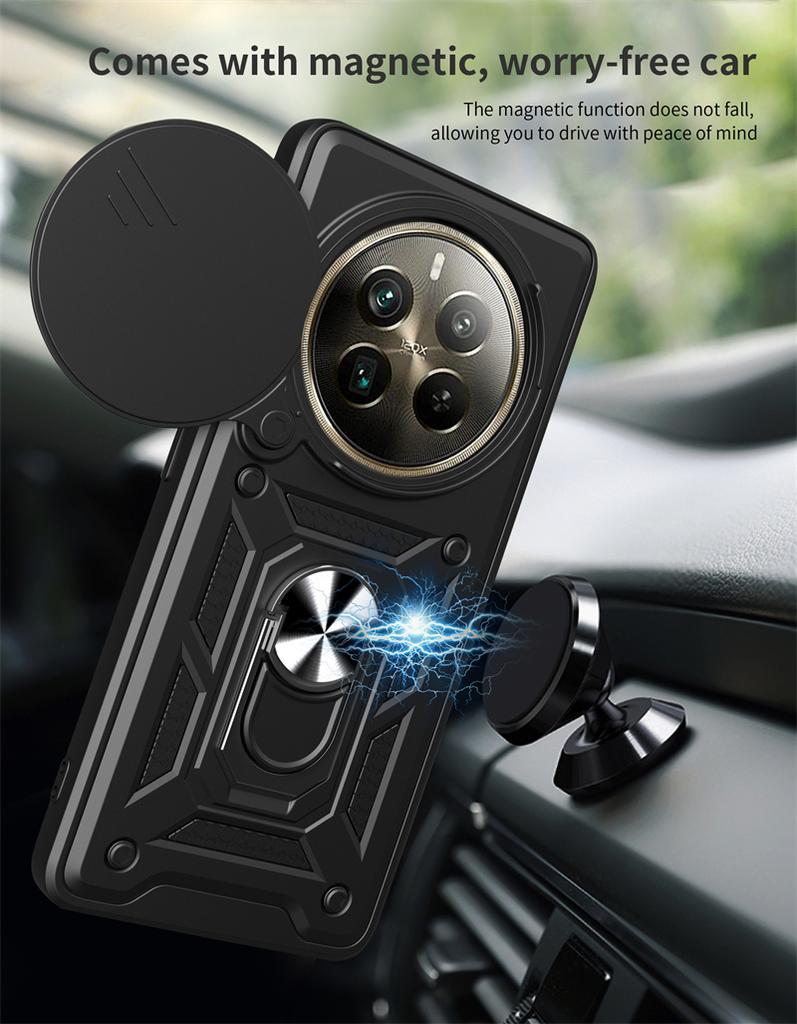 Funda For Realme 12 Pro Plus Ударопрочный защитный чехол Armor Slide Lens Protective Case For Realme 12 Pro Realme12 Pro+ Магнитный держатель Кольцо Чехол