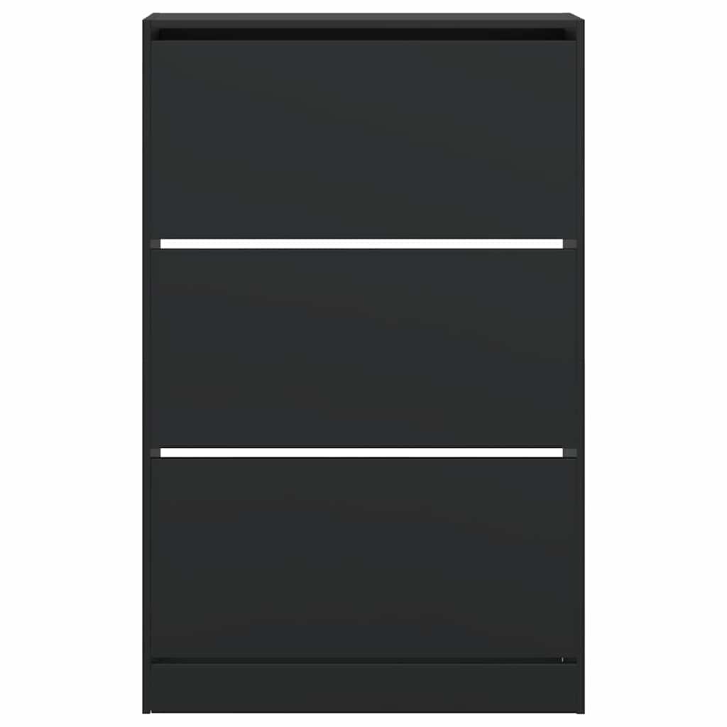 Shoe Cabinet Black 80 x 21 x 125.5 cm Engineered Wood