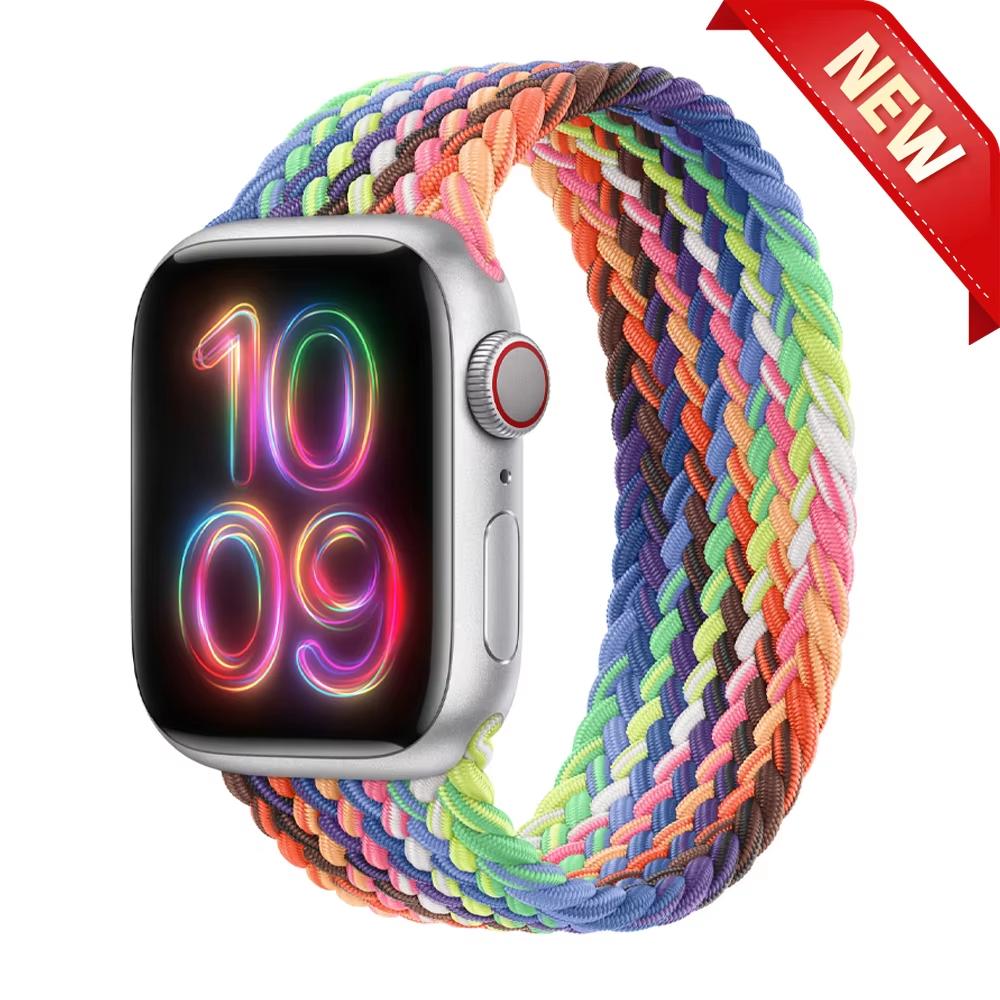 Ремешки Для Apple watch bands 44мм 45мм 40мм 41мм 49мм 46мм 42мм Плетеный Solo Loop Correa браслет iwatch Серии 11 10 9 7 8 SE 6